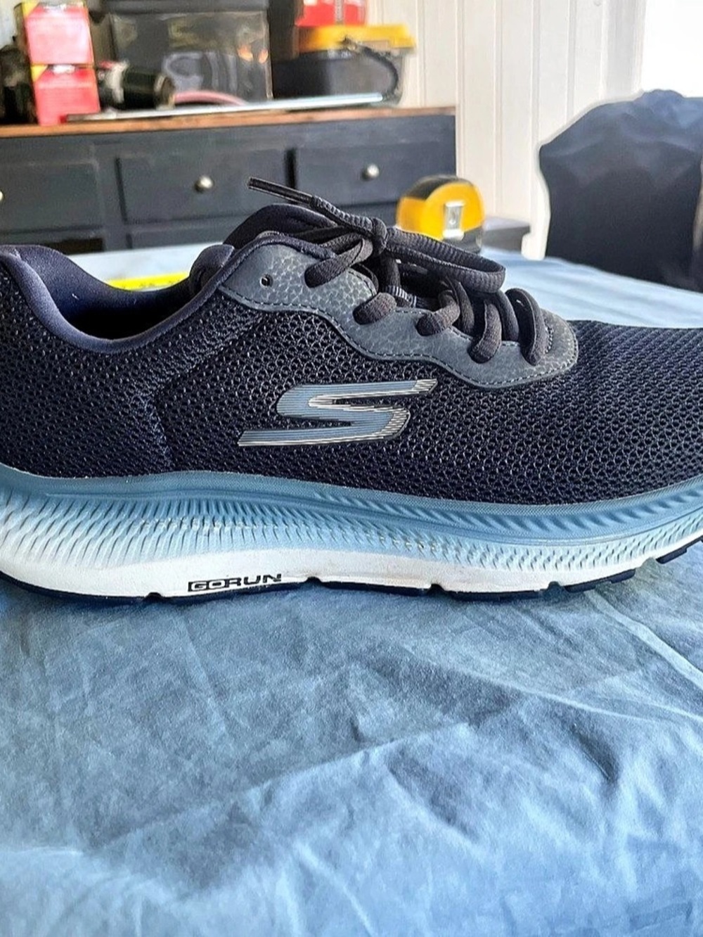 Skechers Go Run Athletic Shoes Black & White US 9